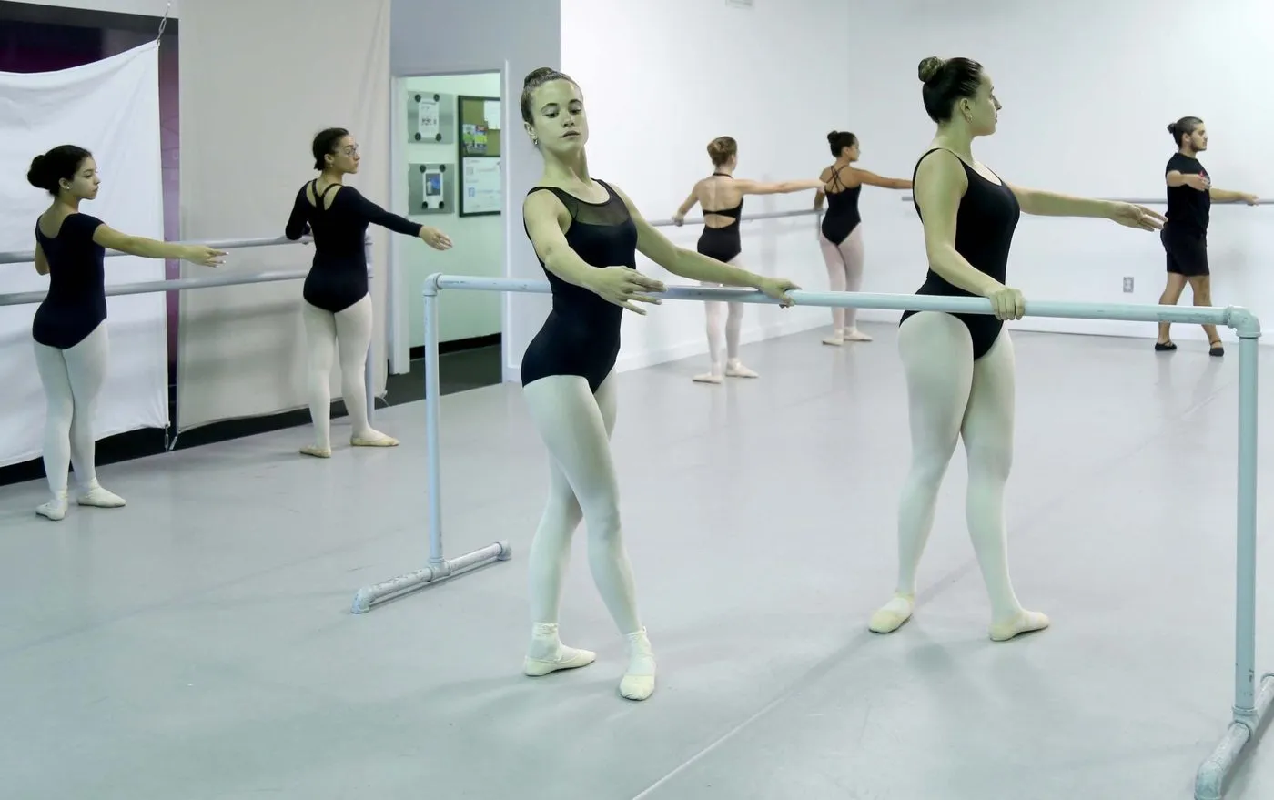 Teen ballet class in the studio