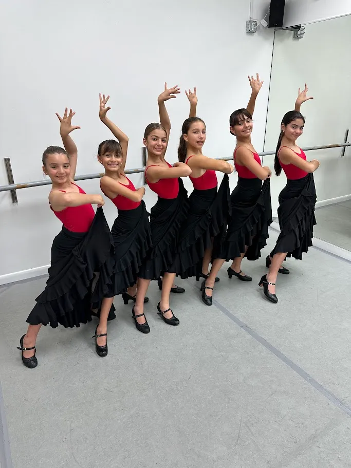 Flamenco class in practice skirts